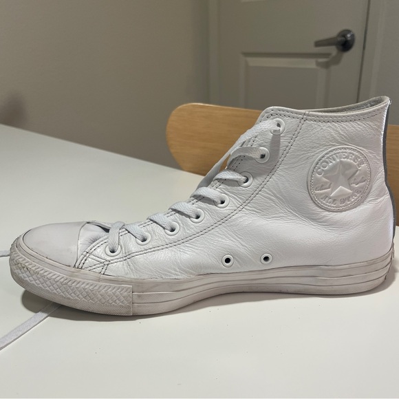 Sold on depop - Converse - White High-Top - Leather Sneakers - Picture 7 of 10